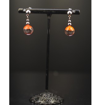 Boucles d’oreilles “Douce Lumière” – Perle de verre filé orange et transparent