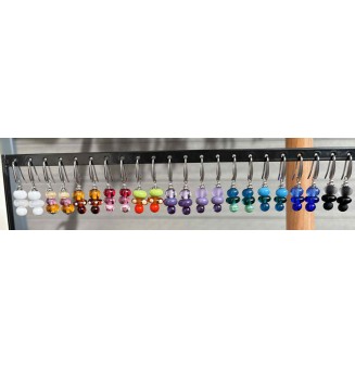 Boucles d’oreilles en acier inoxydable et perles de verre filé – Modèle « Trio de Lumière »