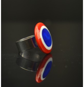 commande speciale collier + bague  bleu blanc rouge