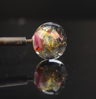 Perle à visser rose et or pour collier ou tout support m2.5 (support non fourni)