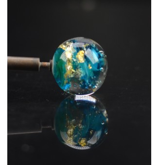 Perle à visser bleu et or pour collier ou tout support m2.5 (support non fourni)