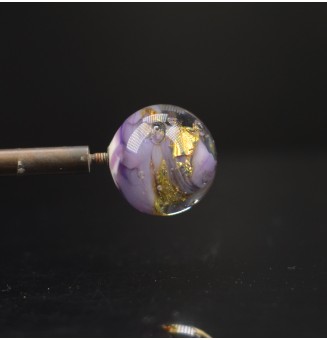 Perle à visser violet et or pour collier ou tout support m2.5 (support non fourni)