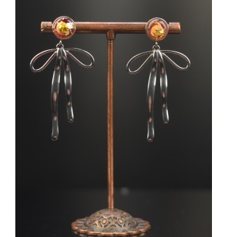 Boucles d’oreilles “ Nœud d’Amour” – ROSE  et OR et acier inoxydable