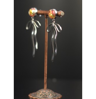 Boucles d’oreilles “ Nœud d’Amour” – ROSE  et OR et acier inoxydable