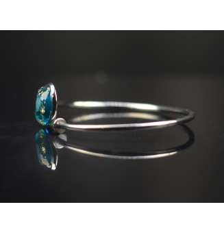 Bracelet pliable en acier inoxydable – Cabochon "bleu et OR" en verre filé - pour poignets de 17.5 à 19 cm