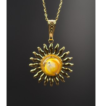 Collier Soleil jaune  en...