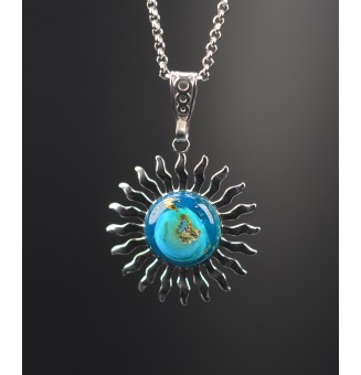 Collier Soleil bleu et or...
