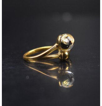 Bague réglable acier inoxydable doré avec perle de verre – Nouveau modèle - NOIR et or