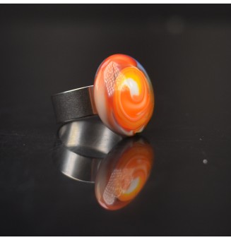 Bague réglable en Verre Filé au Chalumeau Multicolore  - acier INOXYDABLE