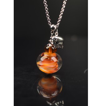 Collier "ORANGE ROUGE TERRACOTTA" en Perles de Verre et acier inoxydable 72 cm