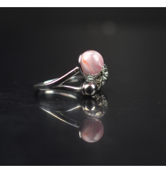 Bague réglable acier inoxydable avec perle de verre – Nouveau modèle - rose