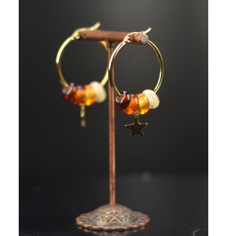 Créoles dorées en perles de...