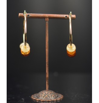 Créoles dorées 4 cm en perles de verre filé – Dégradé ambré - acier inoxydable