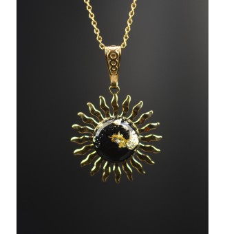 Collier Soleil "noir OR" en...