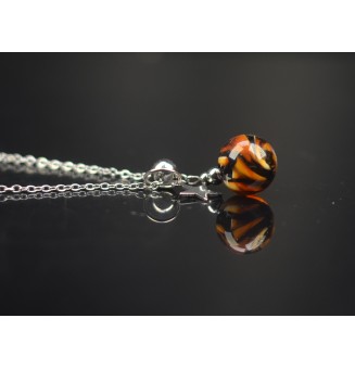 Collier court “LEOPARD” en perle de verre filée – création artisanale