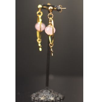 Boucles d’oreilles en perles verre filé – l’éclat ROSE - acier inoxydable doré
