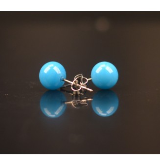 puces d'oreilles Gros diametre, turquoise 9 mm Acier Inoxydable en verre