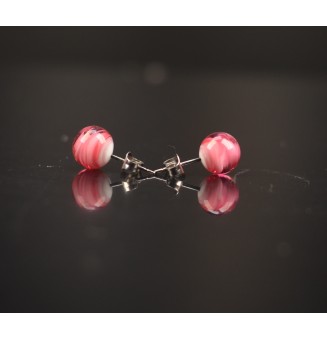 puces d'oreilles Gros diametre, roses 9 mm Acier Inoxydable en verre