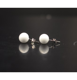 puces d'oreilles Gros diametre, blanc  9 mm Acier Inoxydable en verre