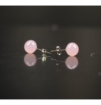 puces d'oreilles Gros diametre, rose  9 mm Acier Inoxydable en verre