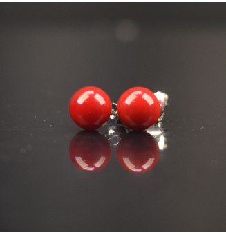 puces d'oreilles Gros diametre, rouge  9 mm Acier Inoxydable en verre