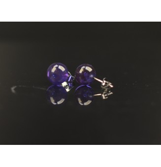 puces d'oreilles Gros diametre, violet 9 mm Acier Inoxydable en verre