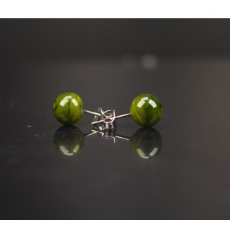 puces d'oreilles Gros diametre, vert riche 9 mm Acier Inoxydable en verre