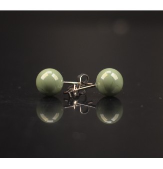 puces d'oreilles Gros diametre, vert kaki 9 mm Acier Inoxydable en verre