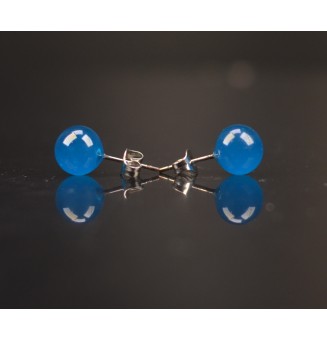 puces d'oreilles Gros diametre, bleu océan 9 mm Acier Inoxydable en verre