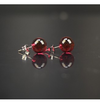 puces d'oreilles Gros diametre, rubis 9 mm Acier Inoxydable en verre