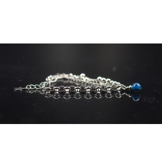 Bracelet multi-rangs en acier inoxydable & perle de verre filé – Bleu pétrole