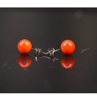 puces d'oreilles Gros diametre, orange  9 mm Acier Inoxydable en verre