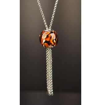 Collier Long Épuré avec Perle "Léopard" ,  en Verre Filé – Liloo Créations
