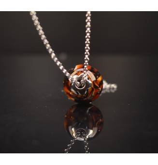 Collier Long Épuré avec Perle "Léopard" ,  en Verre Filé – Liloo Créations