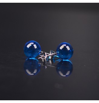 puces d'oreilles Gros diametre,turquoise translucide  9 mm Acier Inoxydable en verre