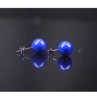 puces d'oreilles Gros diametre, bleu   9 mm Acier Inoxydable en verre