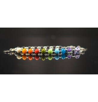 Bracelet multi-rangs en acier inoxydable et perles de verre filé – Modèle Unique