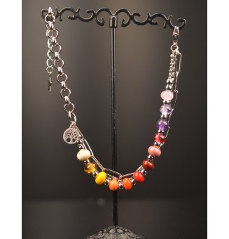 Bracelet multi-rangs en acier inoxydable et perles de verre filé – Modèle Unique