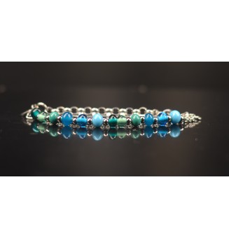 Bracelet multi-rangs en acier inoxydable et perles de verre filé – Modèle Unique