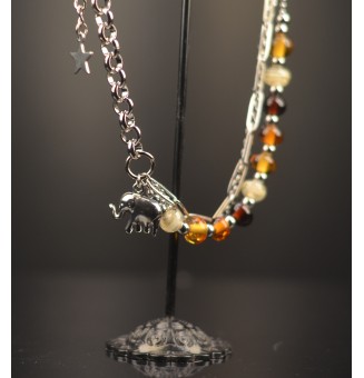 Bracelet multi-rangs en acier inoxydable et perles de verre filé – Modèle Unique