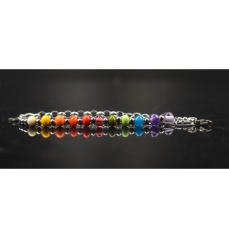 Bracelet multi-rangs en acier inoxydable et perles de verre filé – Modèle Unique
