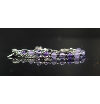 Bracelet multi-rangs en acier inoxydable et perles de verre filé – Modèle Unique