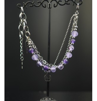 Bracelet multi-rangs en acier inoxydable et perles de verre filé – Modèle Unique