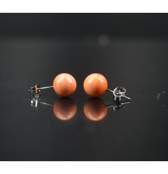 puces d'oreilles Gros diametre, ABRICOT 9 mm Acier Inoxydable en verre