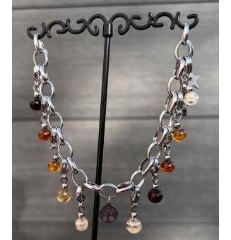 Bracelet Charms en Verre Filé – Éclat Ambré et Modularité