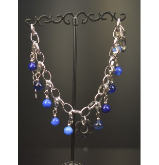 Bracelet Charms en Verre Filé – Éclat bleuté et Modularité