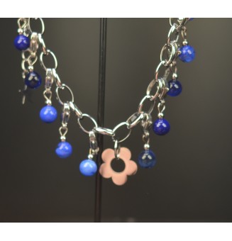 Bracelet Charms en Verre Filé – Éclat bleuté et Modularité