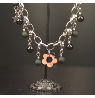 Bracelet Charms en Verre Filé – Éclat noir et Modularité