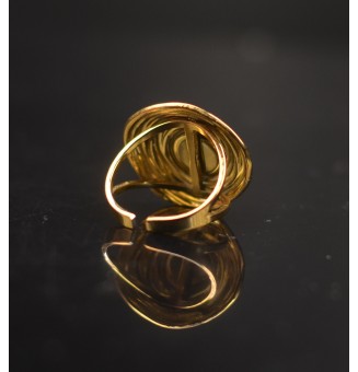 Bague en Verre Filé au Chalumeau "TURQUOISE"  - acier INOXYDABLE doré