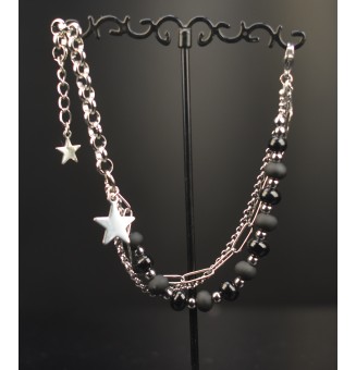 Bracelet multi-rangs en acier inoxydable et perles de verre filé – Modèle Unique